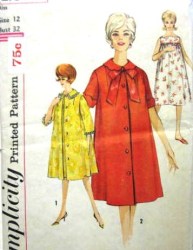 4214 60S SLVLESS SCALLOP NIGHTGOWN,BUTTON ROBE PATTERN 12 32''